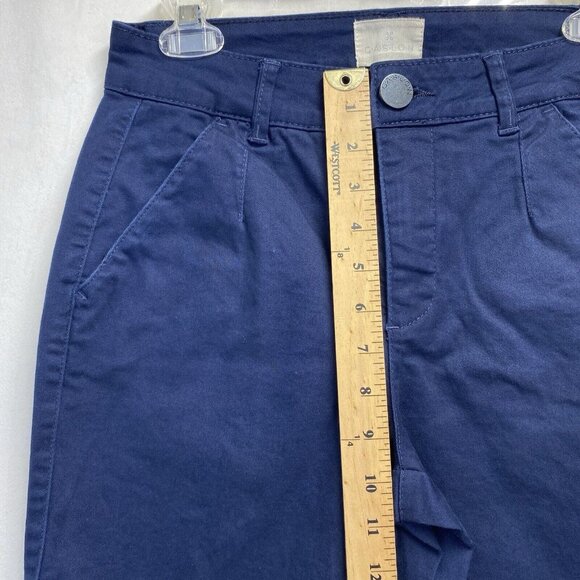 C.A.S.L.O.N Mid-Rise Straight Leg Stretch Chino Pants Women 4 Navy Side Pockets - Picture 6 of 16